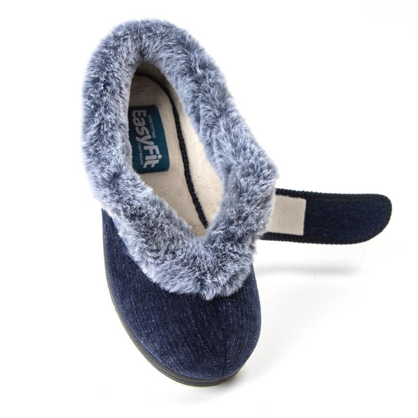 Pavers EasyFit Extra Wide Touch Fasten Slippers - Navy