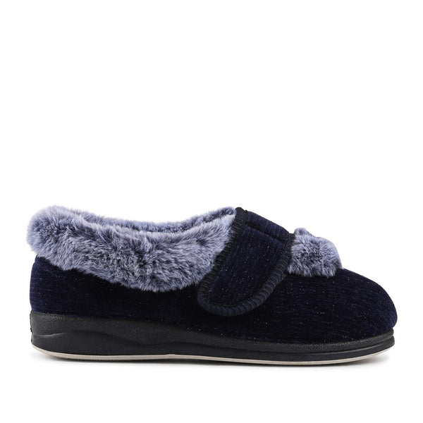 pavers EasyFit Extra Wide Touch Fasten Slippers - Navy