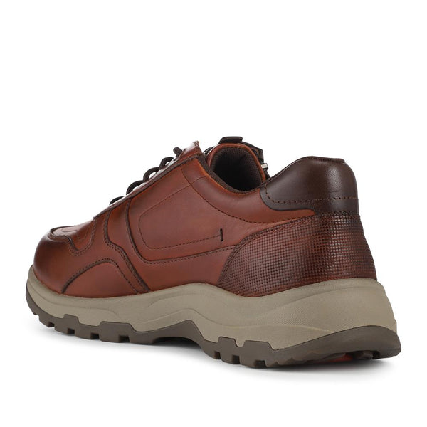 Pavers EasyFit Extra Wide Zip & Lace Casual Shoes - Cognac