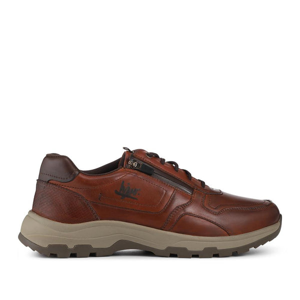 pavers EasyFit Extra Wide Zip & Lace Casual Shoes - Cognac