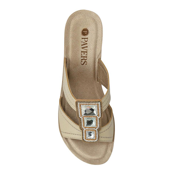 Pavers Extra-Cushioned Slip-On Wedge Mules - Soft Gold