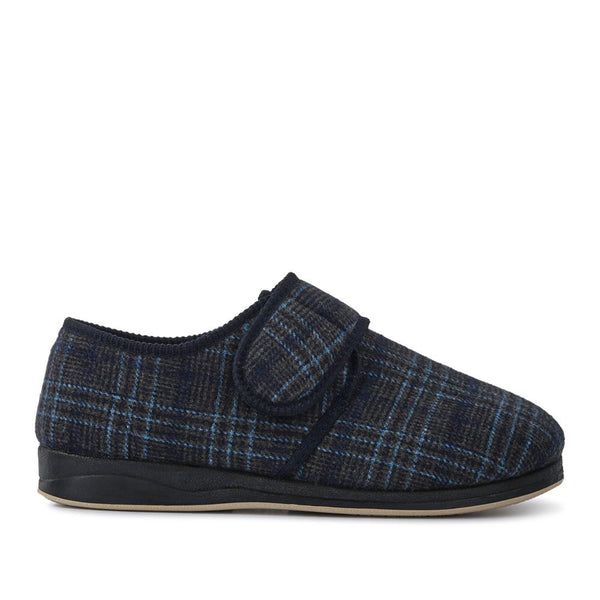 Pavers Extra-Wide Faux-Fur-Lined Slippers - Navy Multi