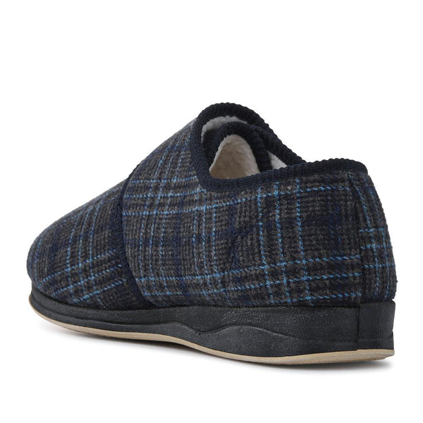pavers Extra-Wide Faux-Fur-Lined Slippers - Navy Multi