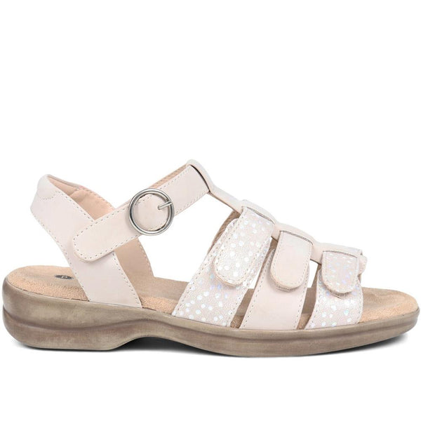 pavers Extra Wide Fit Adjustable Buckle Sandals - Beige