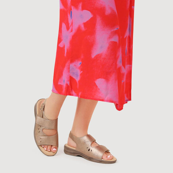 Pavers Extra-Wide Fit Adjustable Slingback Sandals - Gold