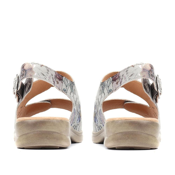 Pavers Extra-Wide Fit Adjustable Slingback Sandals - Grey Floral