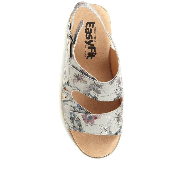 Pavers Extra-Wide Fit Adjustable Slingback Sandals - Grey Floral