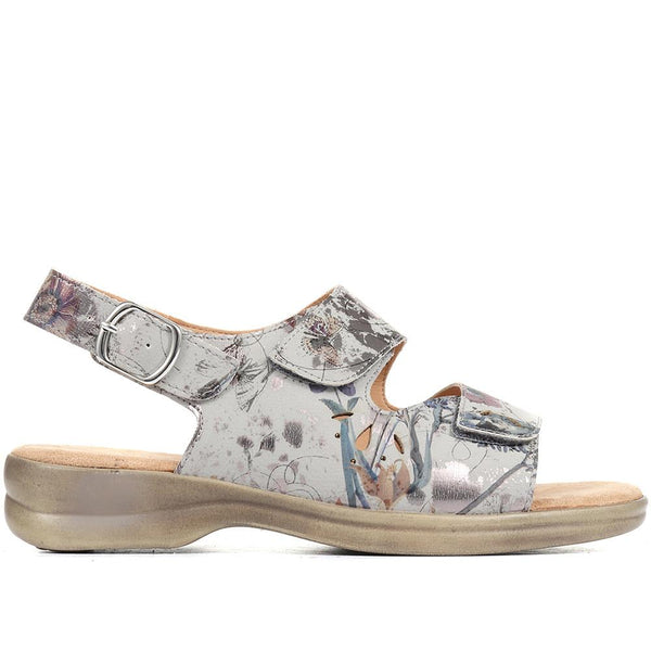 pavers Extra-Wide Fit Adjustable Slingback Sandals - Grey Floral