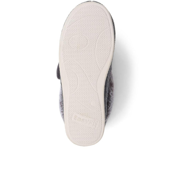 Pavers Extra-Wide Fit Faux-Fur Flower Slippers - Grey