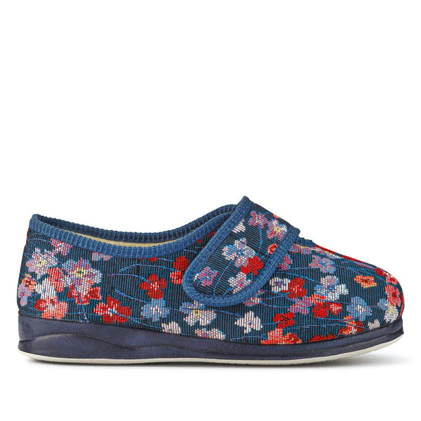 pavers Extra-Wide-Fit Memory Foam Slippers - BLUE FLORAL