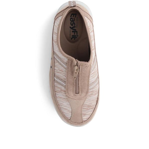 Pavers Extra-Wide Fit Memory Foam Trainers - Taupe Multi