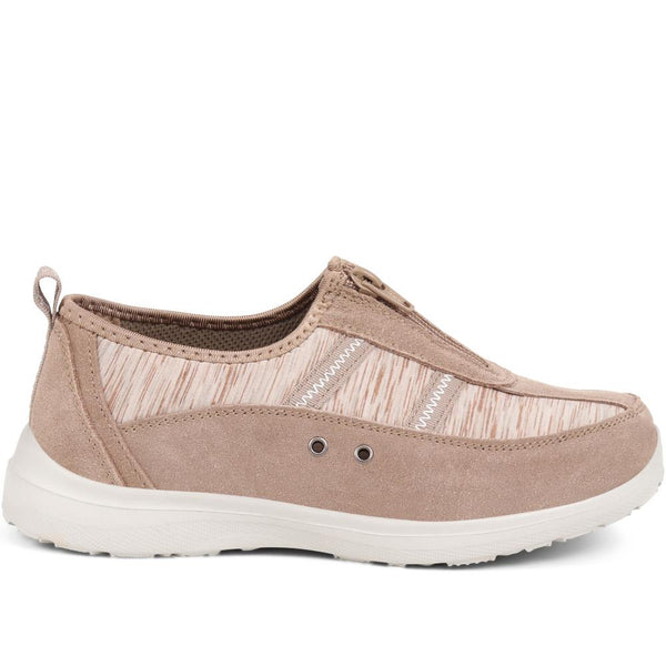 Pavers Extra-Wide Fit Memory Foam Trainers - Taupe Multi