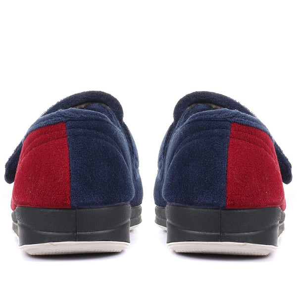 Pavers Extra Wide Fit Touch Fasten Slippers - Navy-Red