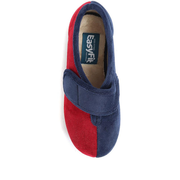 Pavers Extra Wide Fit Touch Fasten Slippers - Navy-Red