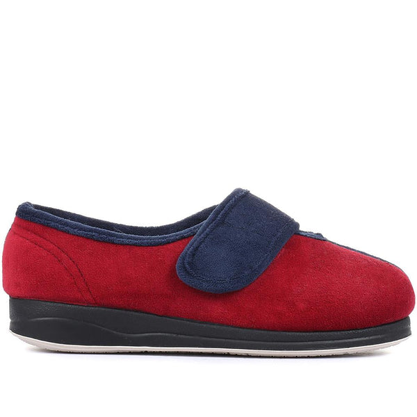 pavers Extra Wide Fit Touch Fasten Slippers - Navy-Red
