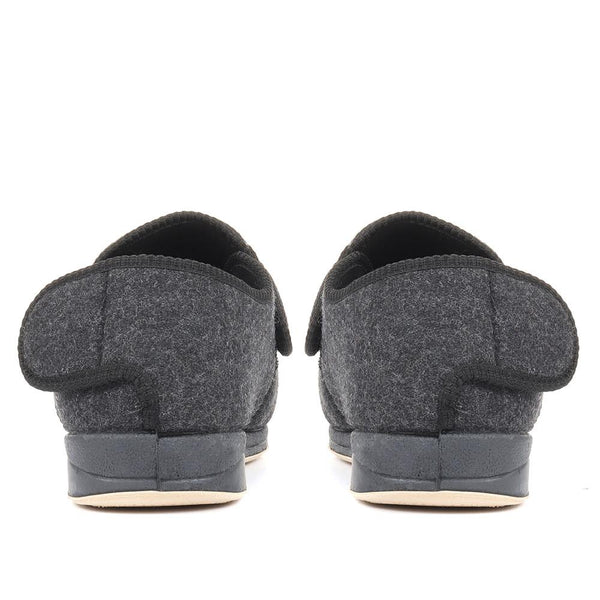 Pavers Extra-Wide-Fit Touch-Fastening Slippers - Black-Grey