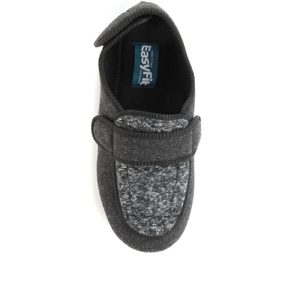 Pavers Extra-Wide-Fit Touch-Fastening Slippers - Black-Grey