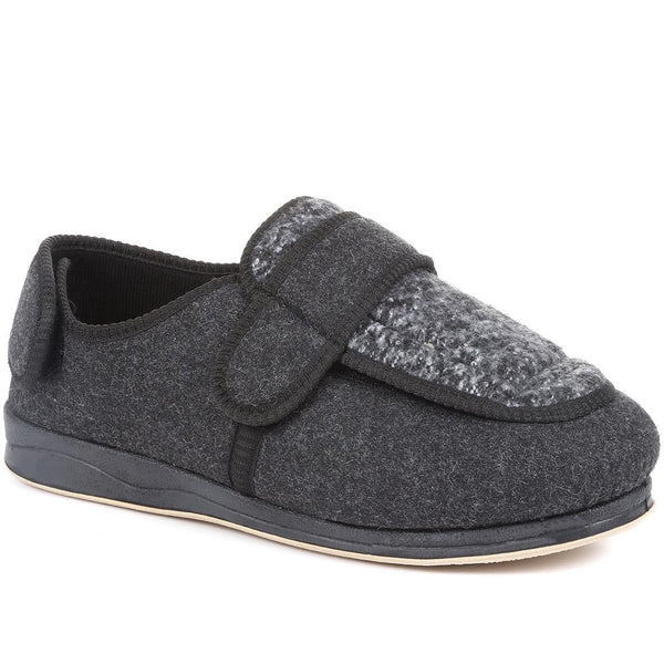 pavers Extra-Wide-Fit Touch-Fastening Slippers - Black-Grey