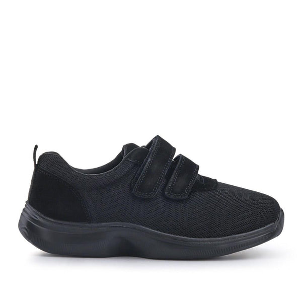 pavers Extra-Wide Touch-Fasten Monk Shoes - Black-Black
