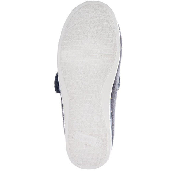 Pavers Extra-Wide Touch-Fasten Velour Slippers - Grey