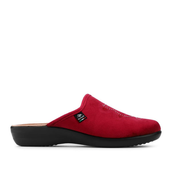 Pavers FlyFlot Leather Lightweight Mule Slippers - Burgundy