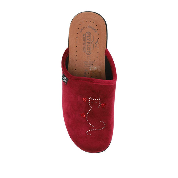 Pavers FlyFlot Leather Lightweight Mule Slippers - Burgundy