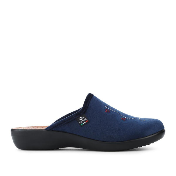 Pavers FlyFlot Leather Lightweight Mule Slippers - Navy