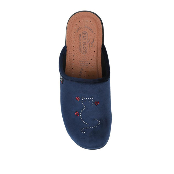 Pavers FlyFlot Leather Lightweight Mule Slippers - Navy