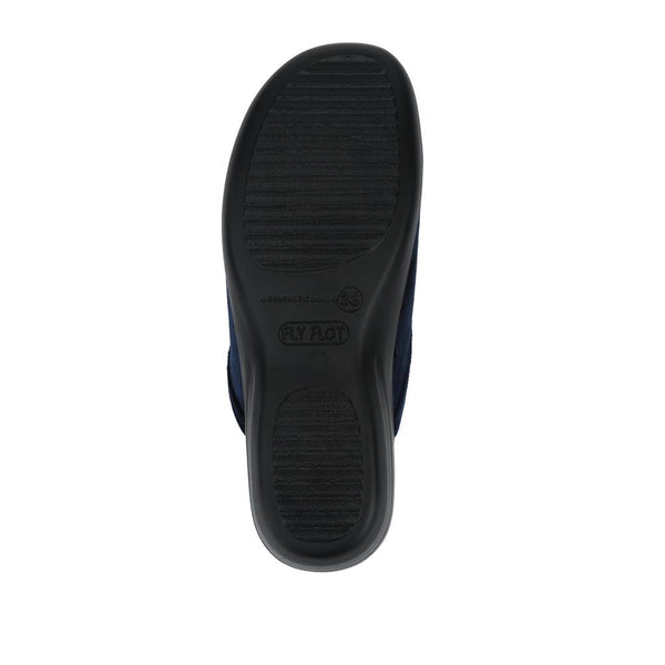 Pavers FlyFlot Leather Lightweight Mule Slippers - Navy