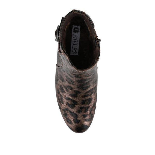 Pavers Heeled Buckle Detail Ankle Boots - Brown Leopard