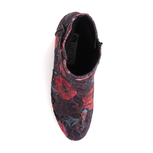 Pavers Heeled Buckle Detail Ankle Boots - Navy Floral