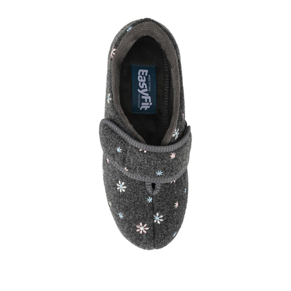 Pavers Just Step In Extra Wide Adjustable Fasten Slippers - Grey