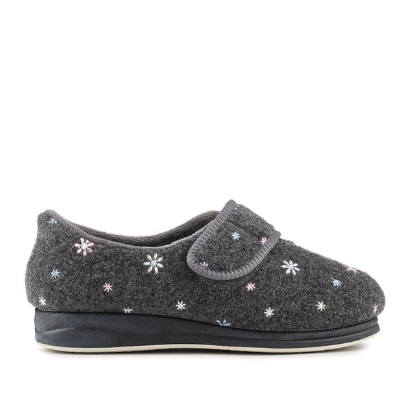 pavers Just Step In Extra Wide Adjustable Fasten Slippers - Grey