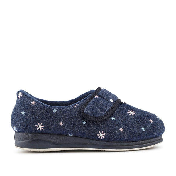 pavers Just Step In Extra Wide Adjustable Fasten Slippers - Navy