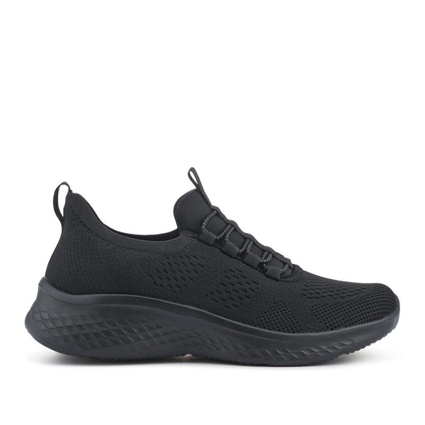 pavers Just Step In Wide Fit Bungee Lace Trainers - Black