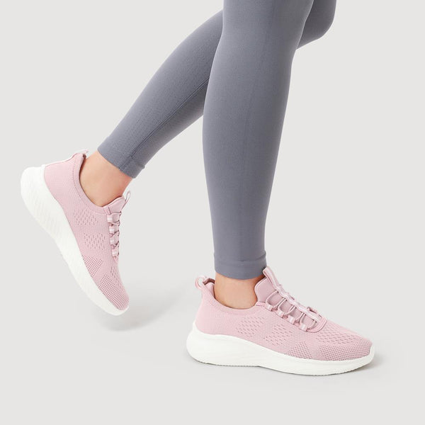 Pavers Just Step In Wide Fit Bungee Lace Trainers - Blush