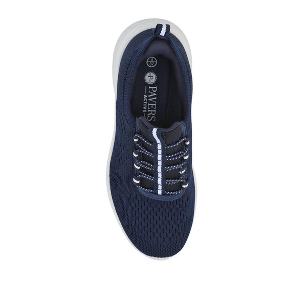 Pavers Just Step In Wide Fit Bungee Lace Trainers - Navy