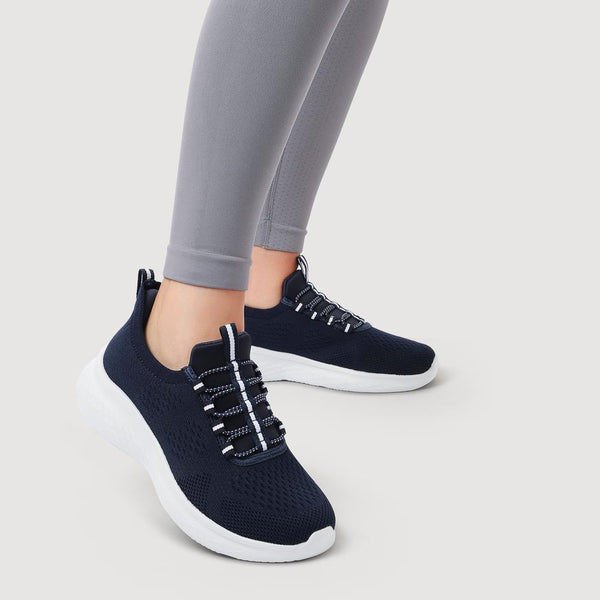 Pavers Just Step In Wide Fit Bungee Lace Trainers - Navy