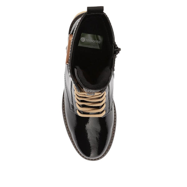 Pavers Leather Chunky-Laced Ankle Boots - Black Patent