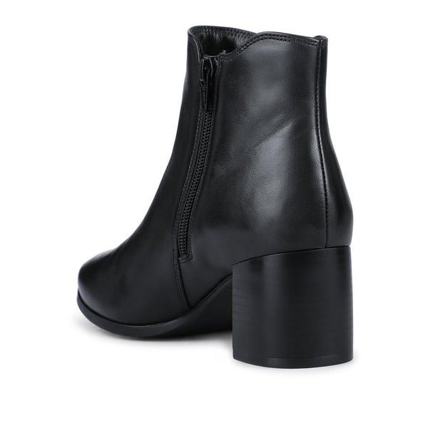 Pavers Leather Elasticated Heeled Ankle Boots - Black