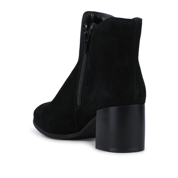 Pavers Leather Elasticated Heeled Ankle Boots - Black Suede