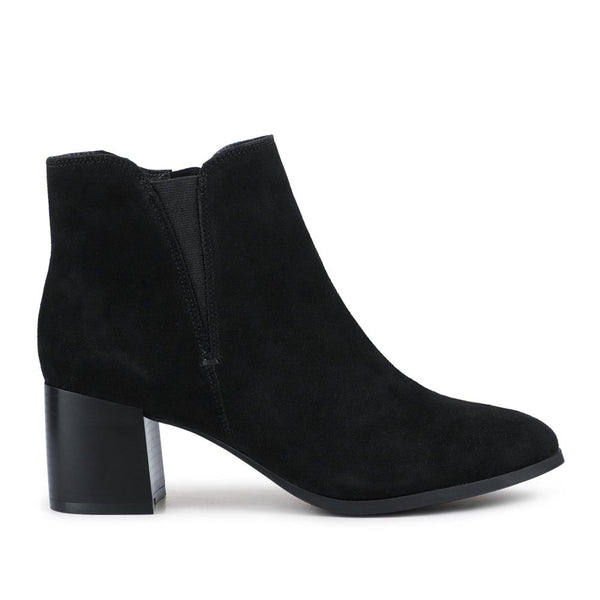 pavers Leather Elasticated Heeled Ankle Boots - Black Suede