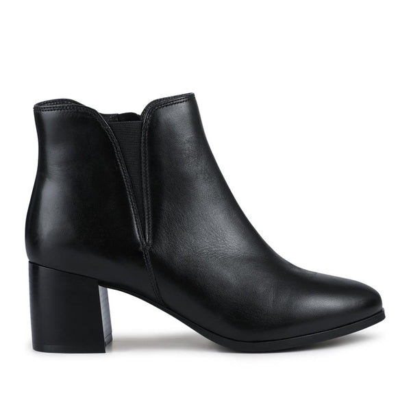 pavers Leather Elasticated Heeled Ankle Boots - Black