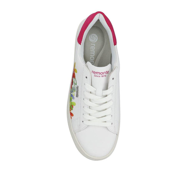 Pavers Leather Floral Patterned Trainers - White Multi