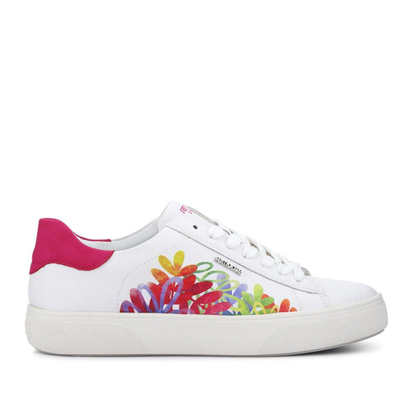 pavers Leather Floral Patterned Trainers - White Multi