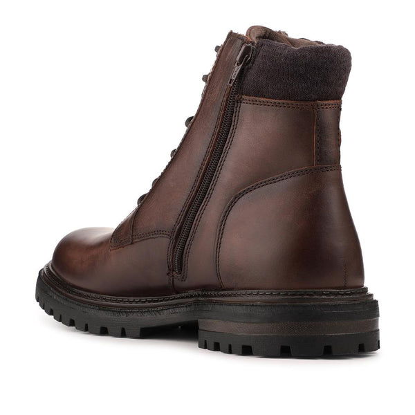 pavers Leather Lace Up Boots With Buckle Detail - Brown