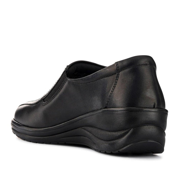 Pavers Leather Slip-On Shoes With Zip Fastening - Black