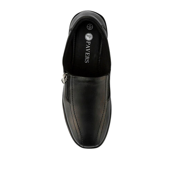 Pavers Leather Slip-On Shoes With Zip Fastening - Black