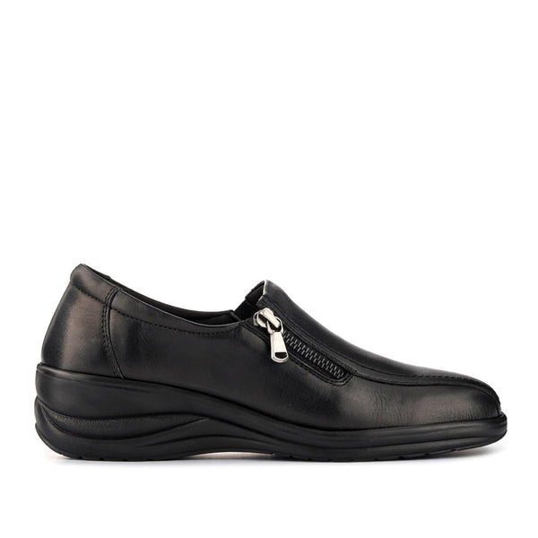 pavers Leather Slip-On Shoes With Zip Fastening - Black