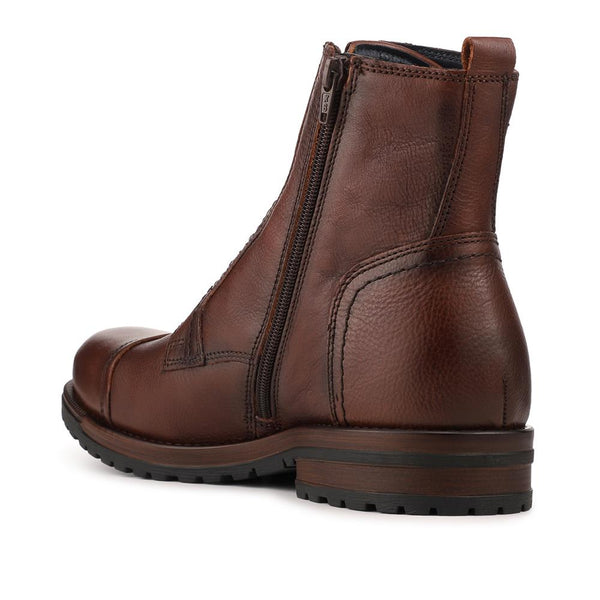 pavers Leather Toe Cap Boots With Lace & Zip Fasten - Brown